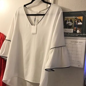 Calvin Klein white blouse with black trims Size XL